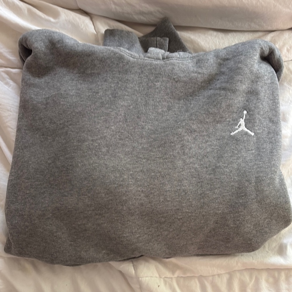 Jordan Gray Hoodie with Red Logo